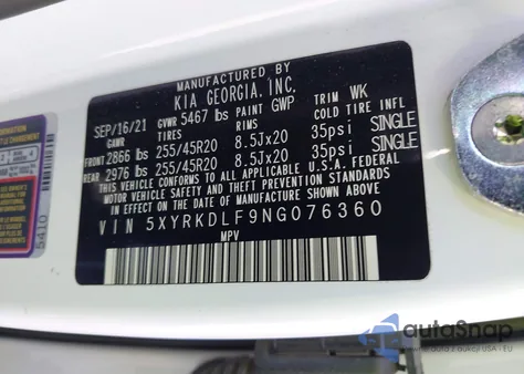 2022 Kia Sorento Sx from USA, damaged, VIN 5XYRKDLF9NG076360